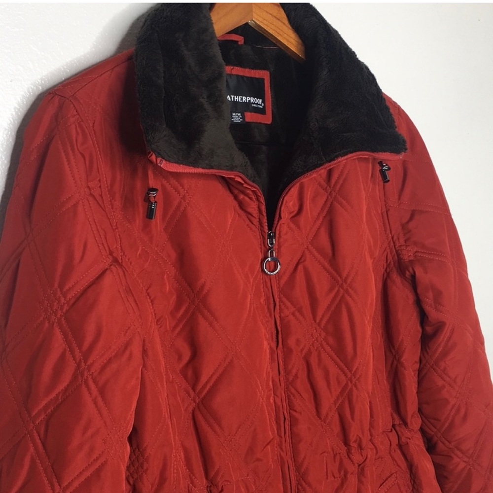 Weatherproof Red Quilted Faux Fur Lined Jacket SzM